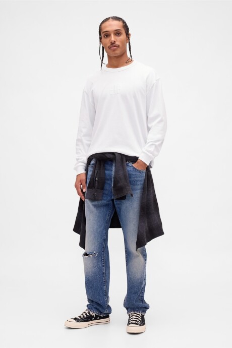 Remera Logo Gap Manga Larga Hombre Optic White V6