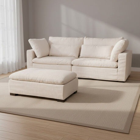 SOFÁ C/CHAISE Y FUNDAS DESMONTABLES 3 CUERPOS TELA-PREMIUM NATURAL-BEIGE MOMA NATURAL