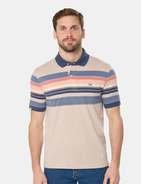 REMERA POLO RAYADA Beige