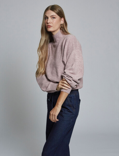 Sweater cuello alto rosa