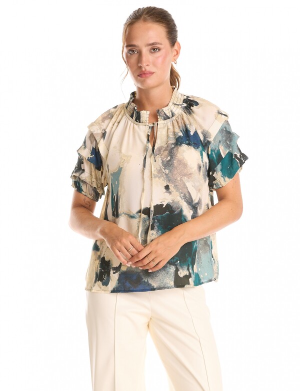 Blusa Gasa Print CRUDO/MULTI
