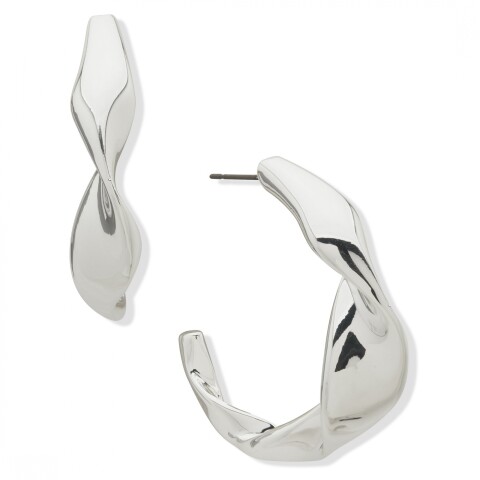 Pe 43Mm Twisted Hoop Pst Silver