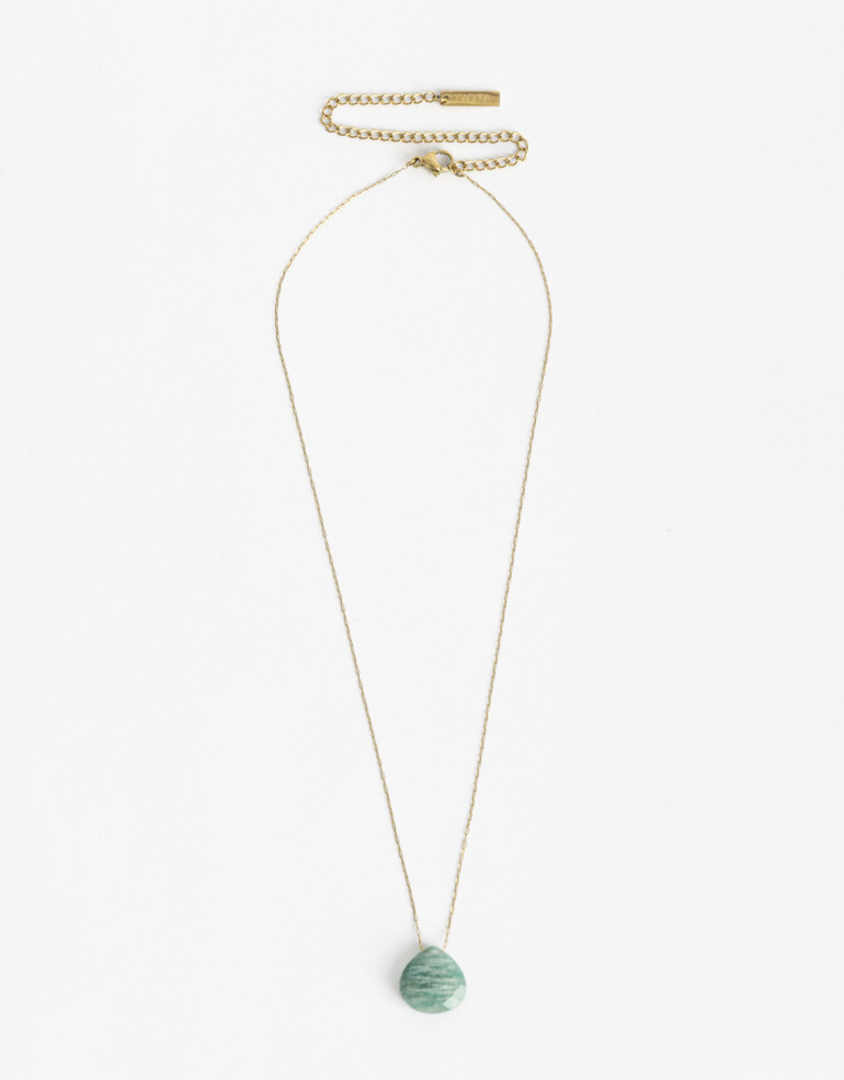 Cadena Corta con Dije Piedras Cadena Acero Healing Rituals Amazonita - Verde Claro