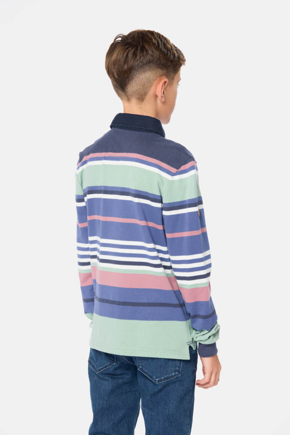 REMERA POLO RAYADA Azul