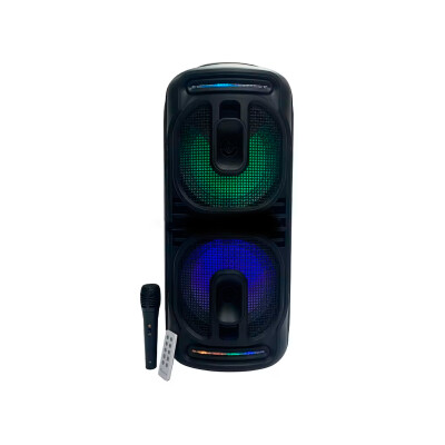 Parlante torre portátil bluetooth KTS1819 2 x 8" con micrófono y luces Parlante torre portátil bluetooth KTS1819 2 x 8" con micrófono y luces