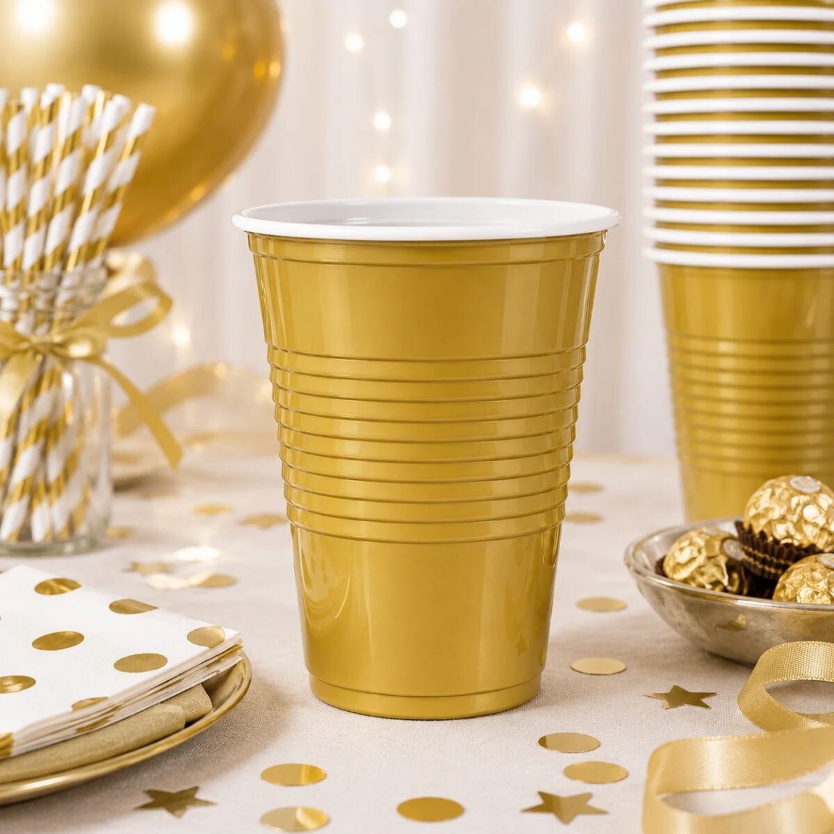 Vaso 350ml Diferentes colores x50un - Dorado 