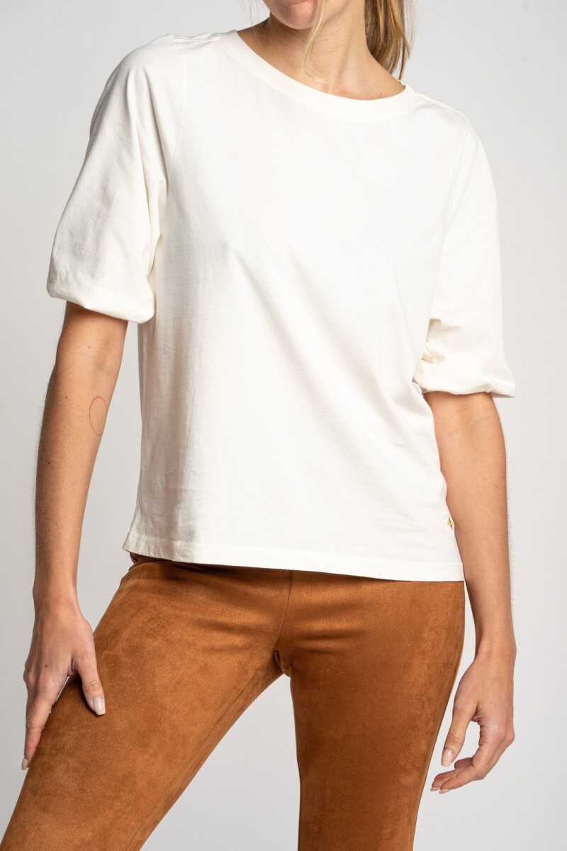 Remera Algodón Manga Globo - Off White 