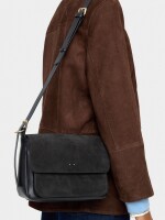 Bolso Bandolera Con Piel negro