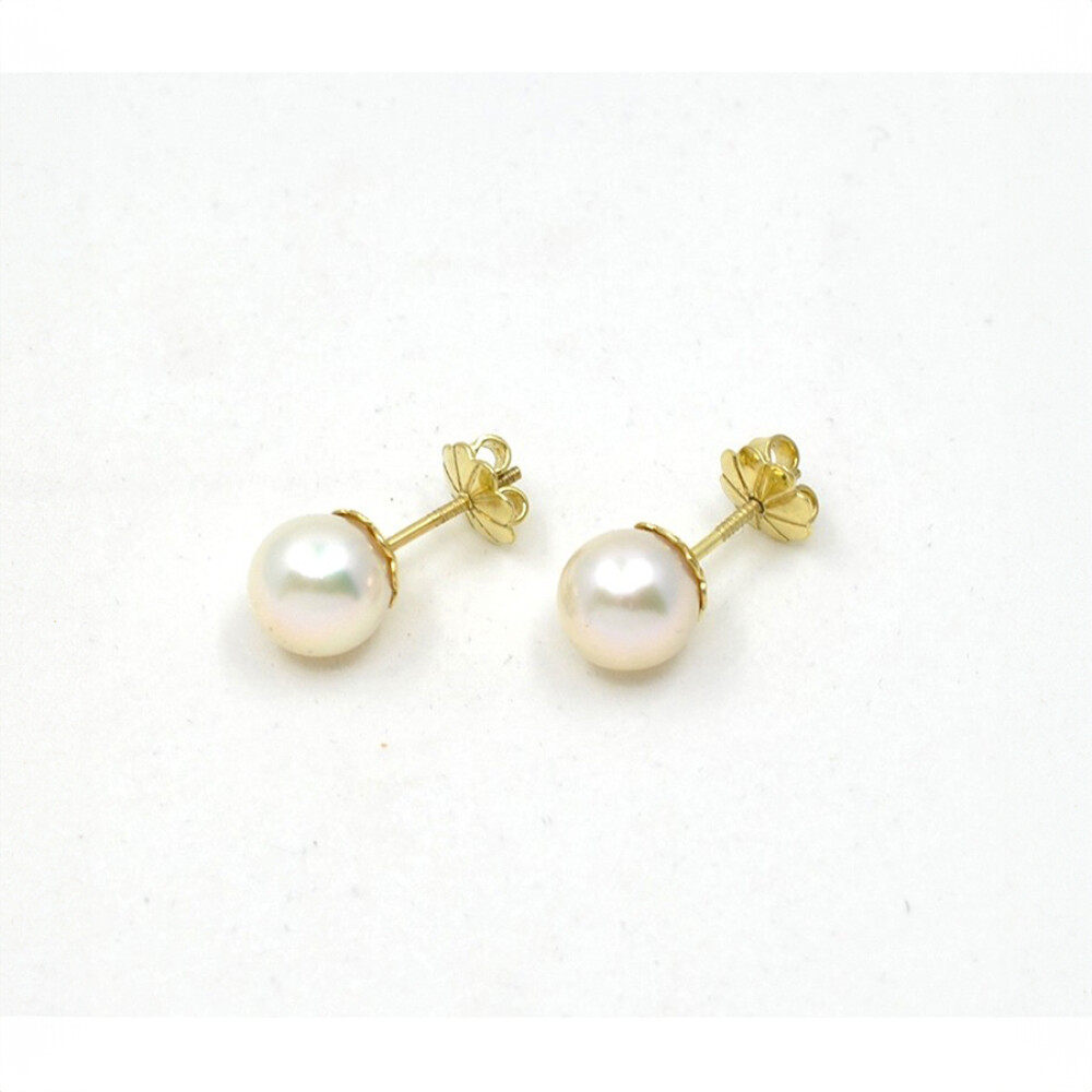 8 mm Caravanas en Oro 18 K Y Perlas De Cultivo 8 mm Caravanas en Oro 18 K Y Perlas De Cultivo