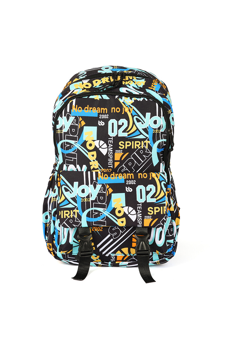Mochila nylon estampada - Azul