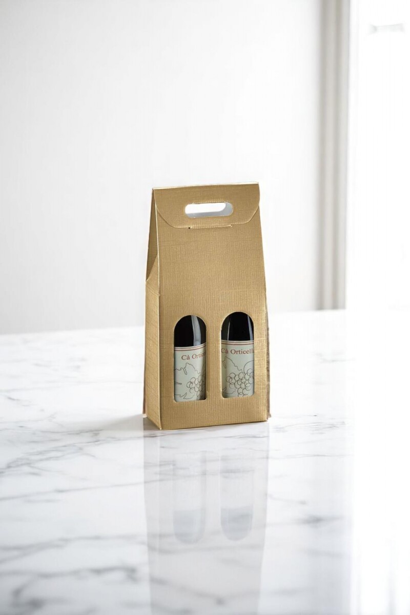 Caja c/ventana 2 botellas 18x9x38,5 - 34986 - SETA ORO 