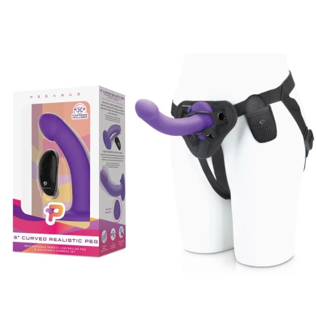 Arnes Vibrador con Control 6" Curved Realistic Pegasus Arnes Vibrador con Control 6" Curved Realistic Pegasus