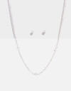 Bijouterie Set Strass Set De Collar Y Aros Pasantes - Plateado Rodio