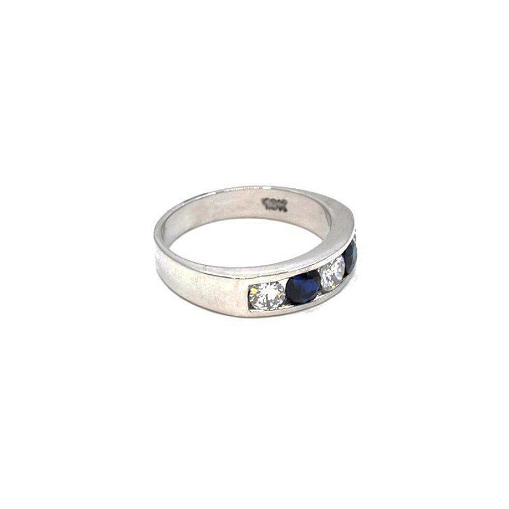 Anillo En Oro Blanco Con Brillantes Y Zafiros Anillo En Oro Blanco Con Brillantes Y Zafiros