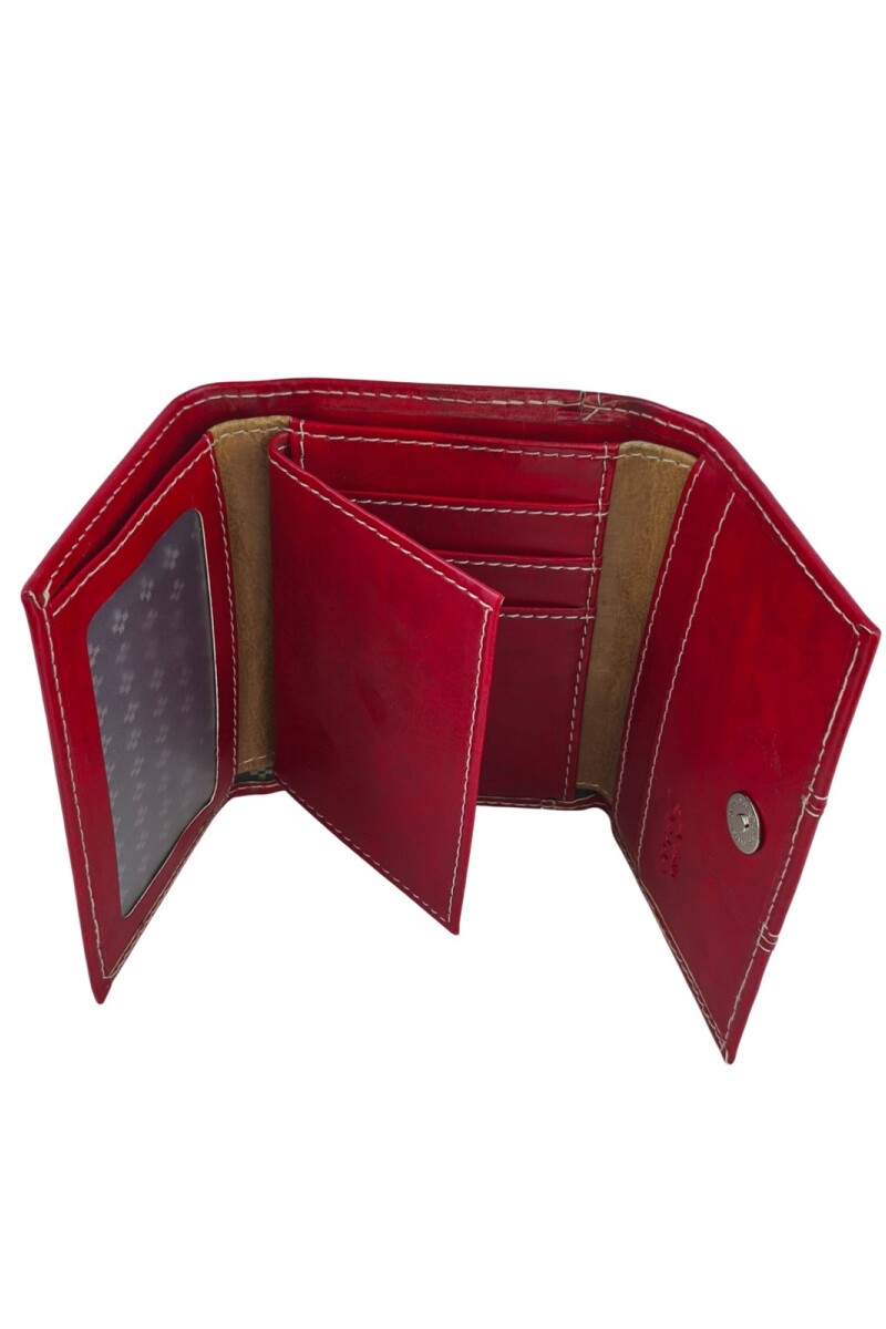 Billetera Dama Compacta con Perforaciones Rojo