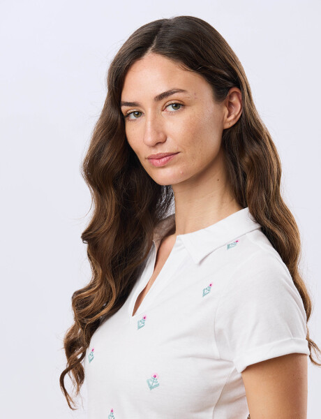 REMERA POLO BORDADA DE ALGODÓN Blanco