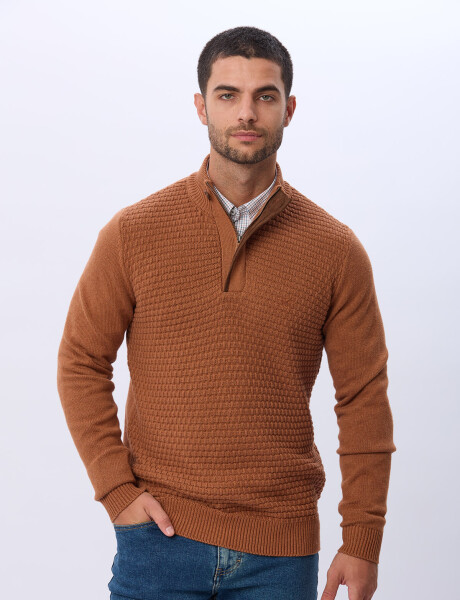 BUZO TEJIDO TEXTURADO TERRACOTA