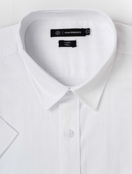 Camisa m/c lisa efecto lino blanco