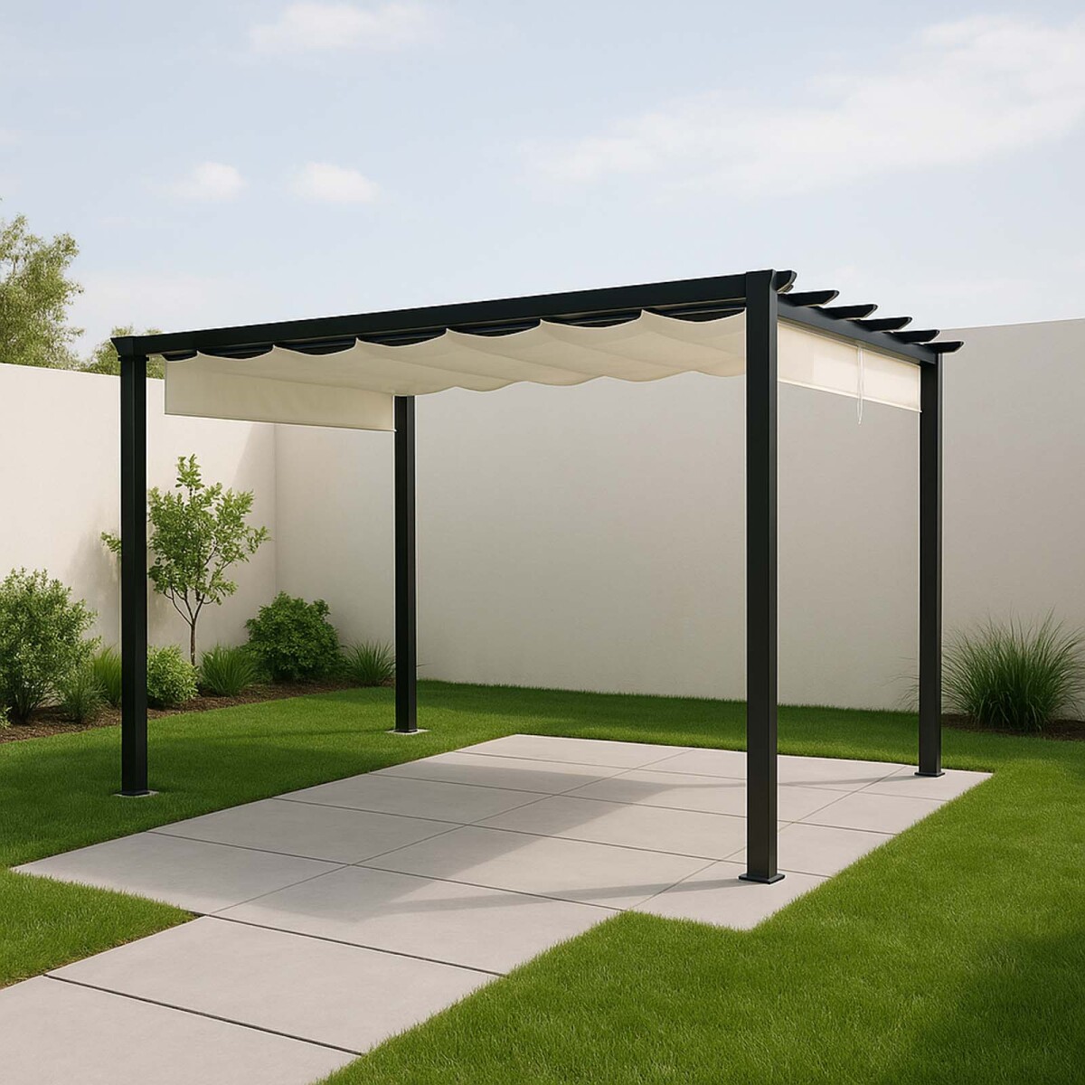 PÉRGOLA - ACERO-Y-POLIESTER NATURAL-BEIGE LILAC 