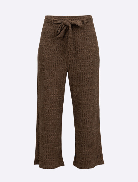 Pantalon rib crop marron