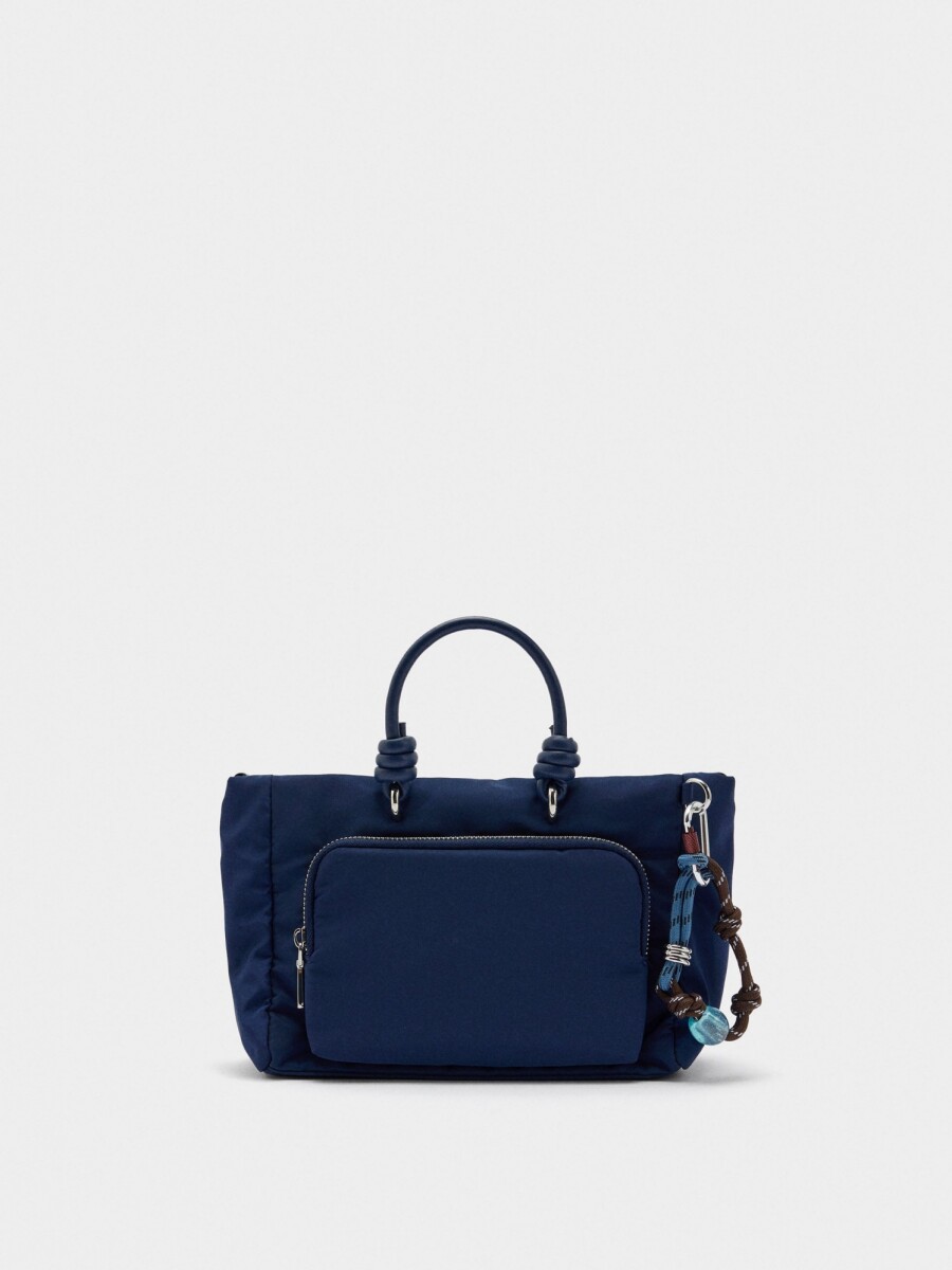 Bolso Tote De Nylon Con Colgante S azul-marino