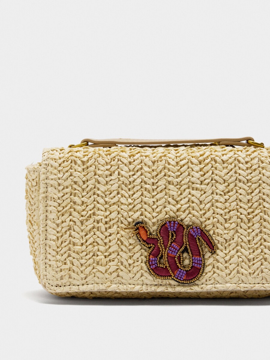 Bolso De Hombro De Efecto Rafia natural