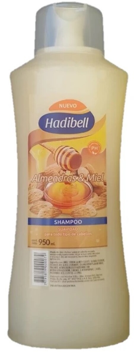 SHAMPOO HADIBELL 950 ML ALMENDRAS & MIEL 