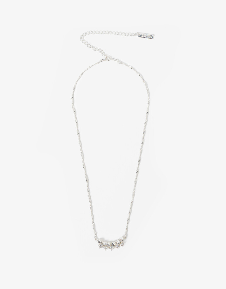Collares Cortos Strass Collar Con Charm De Cubic Zirconia - Plateado