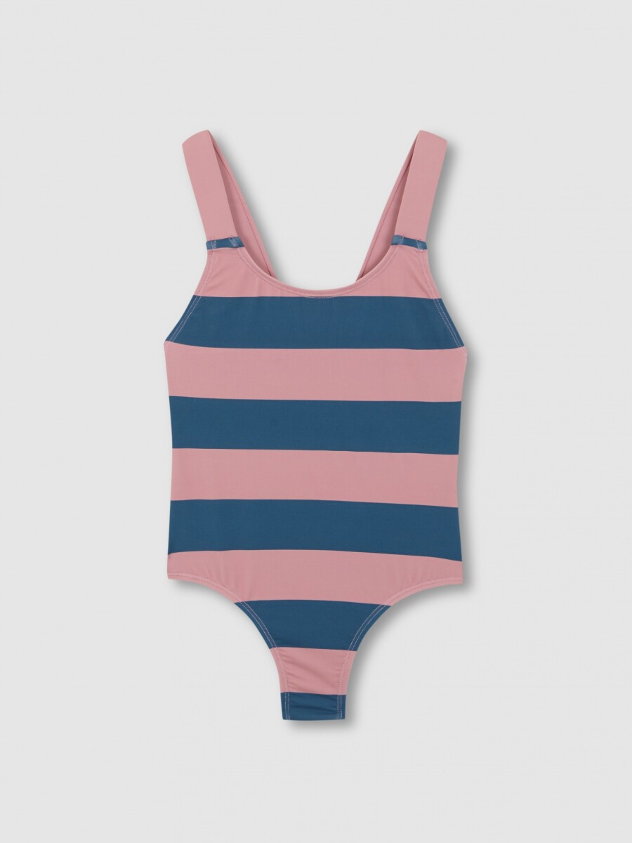 Bañador Rayas Rosa Medio