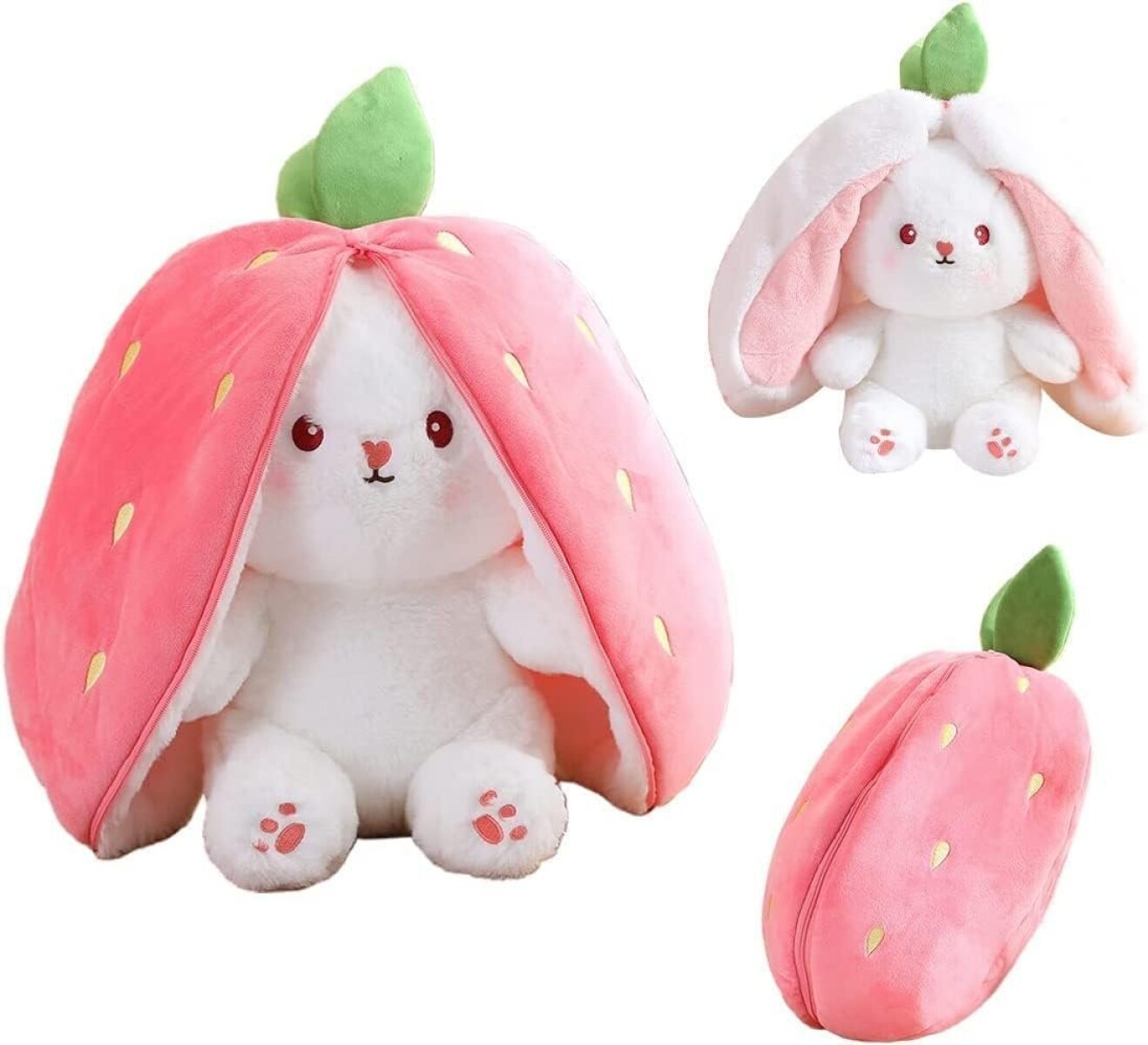 Peluche Conejo Frutillas Fresa Reversible Kawai 18 Cm Atrix® - Variante Conejo 