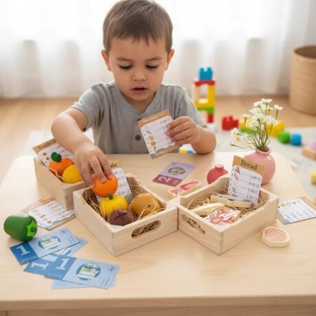 JUEGO DE FRUTAS, VERDURAS, PAN Y COMIDA EN MADERA 0179 001