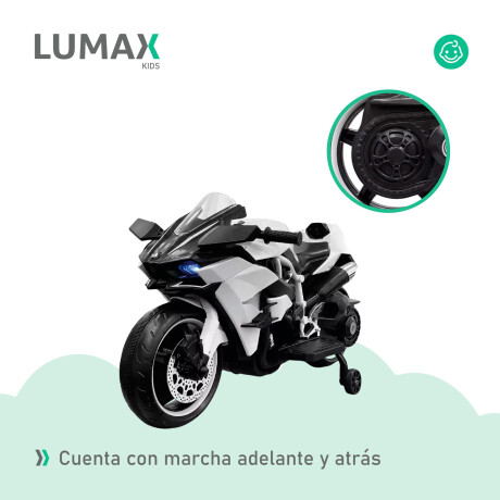 Moto a Batería Barry con ruedas luces música y usb Blanco