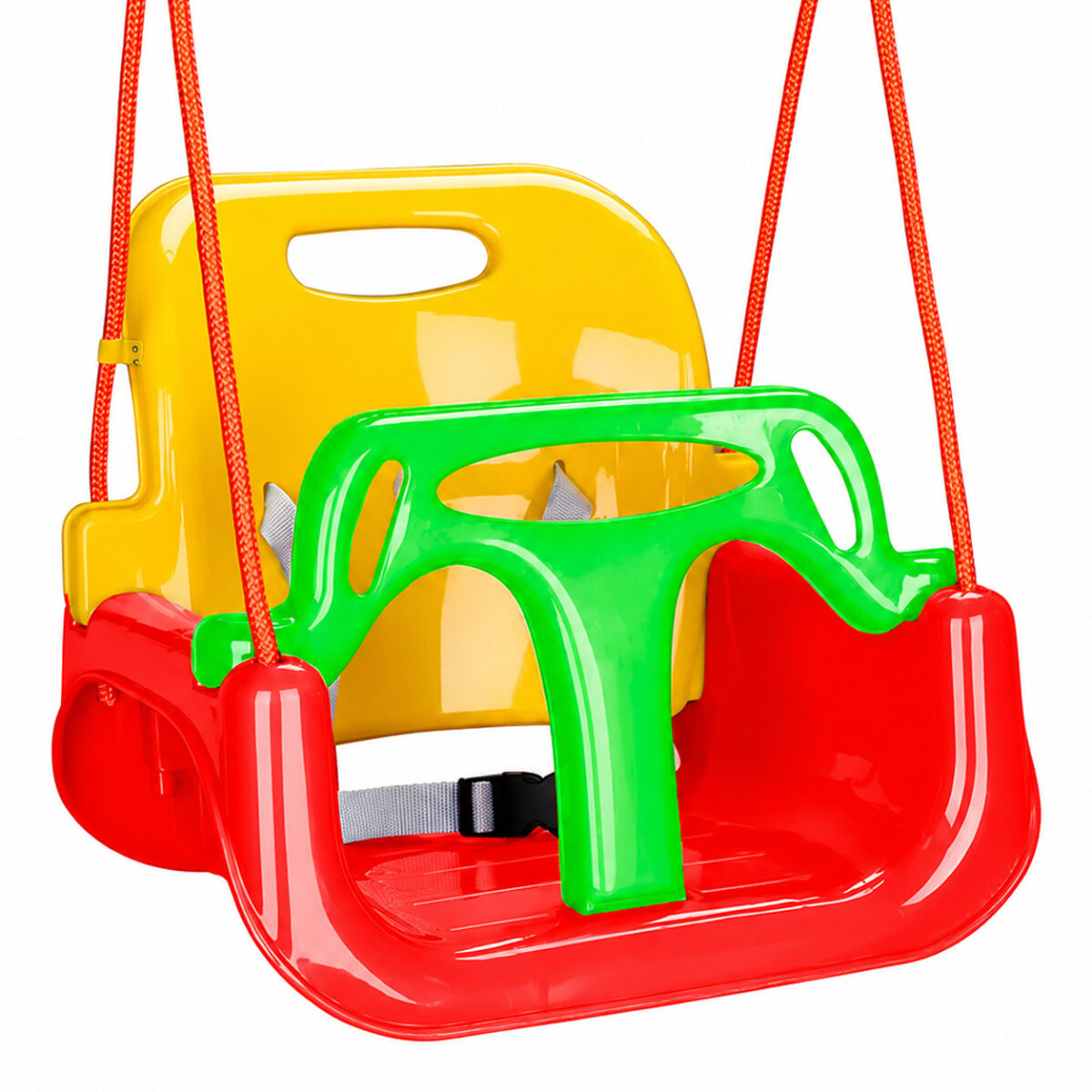 Hamaca Infantil 3en1 Adaptable Bebé Niño Plástico c/Cuerdas - Rojo 
