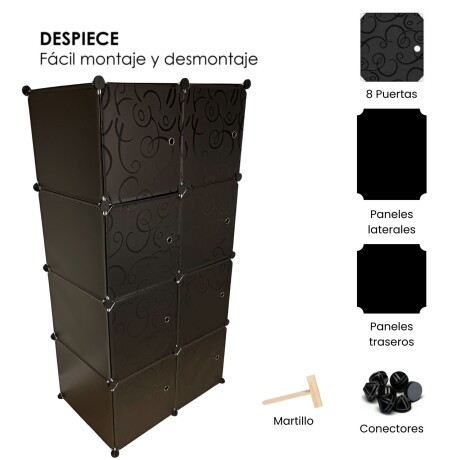 Armario Plastico Lumax 8 Compartimentos Desmontable Negro