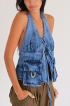 Smoky Pocket Vest Celeste