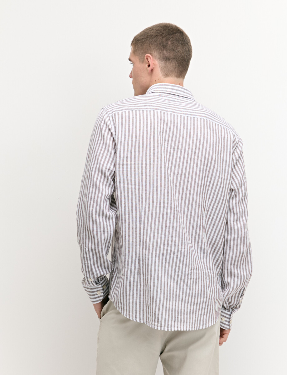 012765 CAMISA LINO WIN Blanco/camel
