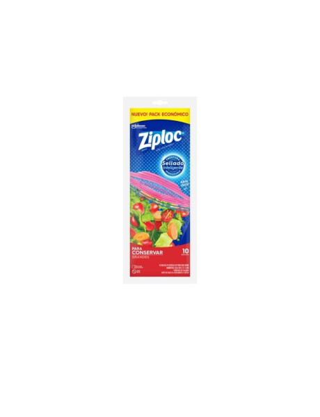 ZIPLOC BOLSAS PLÁSTICAS GRANDE 27X27CM, 10 UNIDADES ZIPLOC BOLSAS PLÁSTICAS GRANDE 27X27CM, 10 UNIDADES