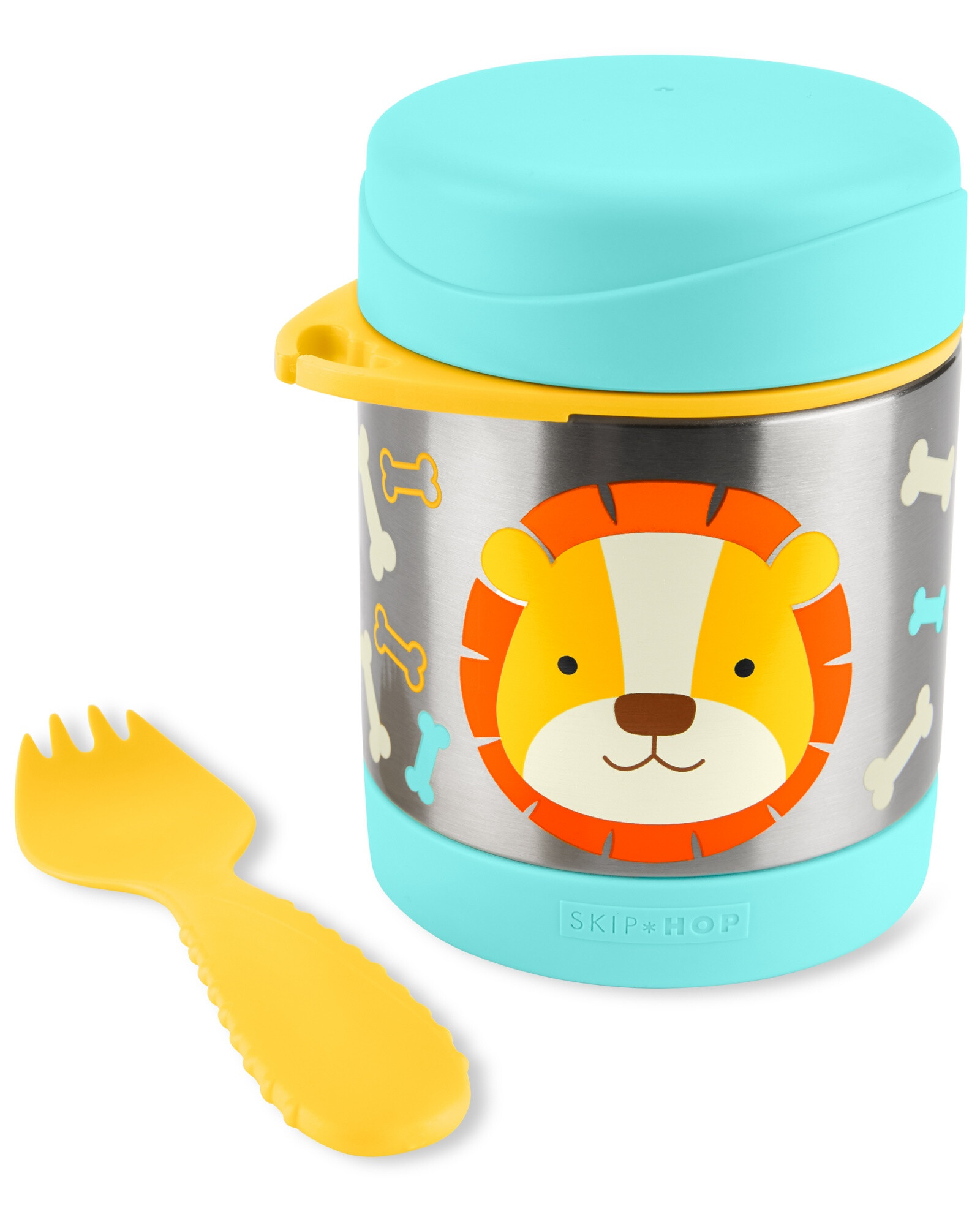 Tupper de acero inoxidable con cubierto diseño león Sin color