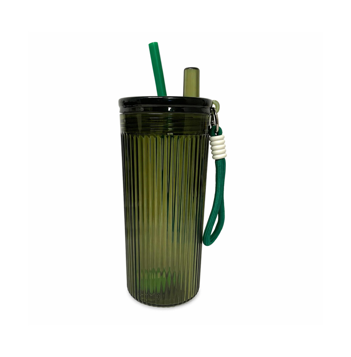 Vaso acrílico con sorbito y colgante flor 750ml - Verde 