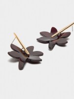Pendientes Largos Con Flor Perlada burdeos