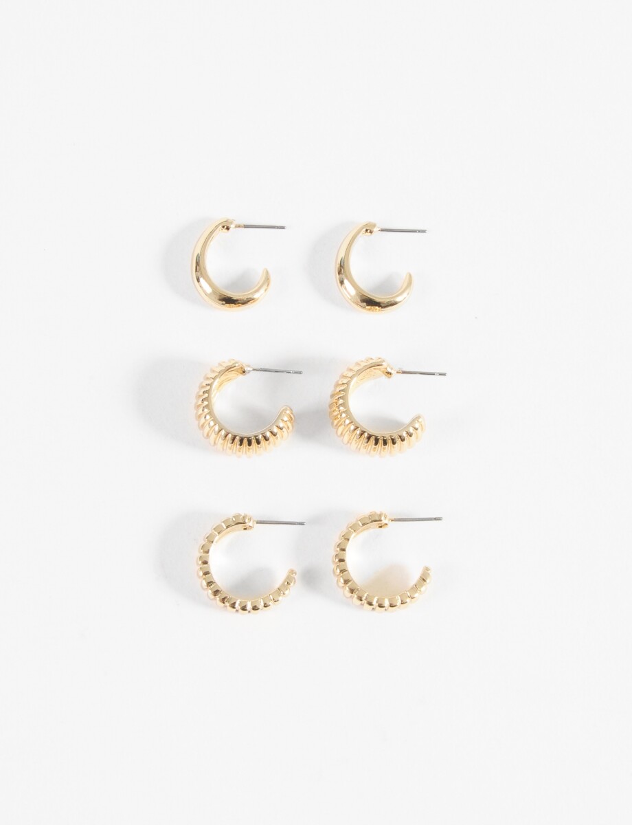 Set 3 aros labrado - dorado 