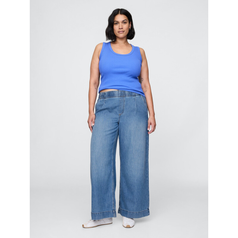 BAGGY EASY JEAN PLEATED MED MORGAN MEDIUM INDIGO 1