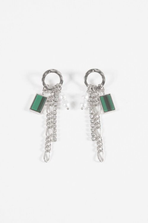 Caravanas charms cadena plateado