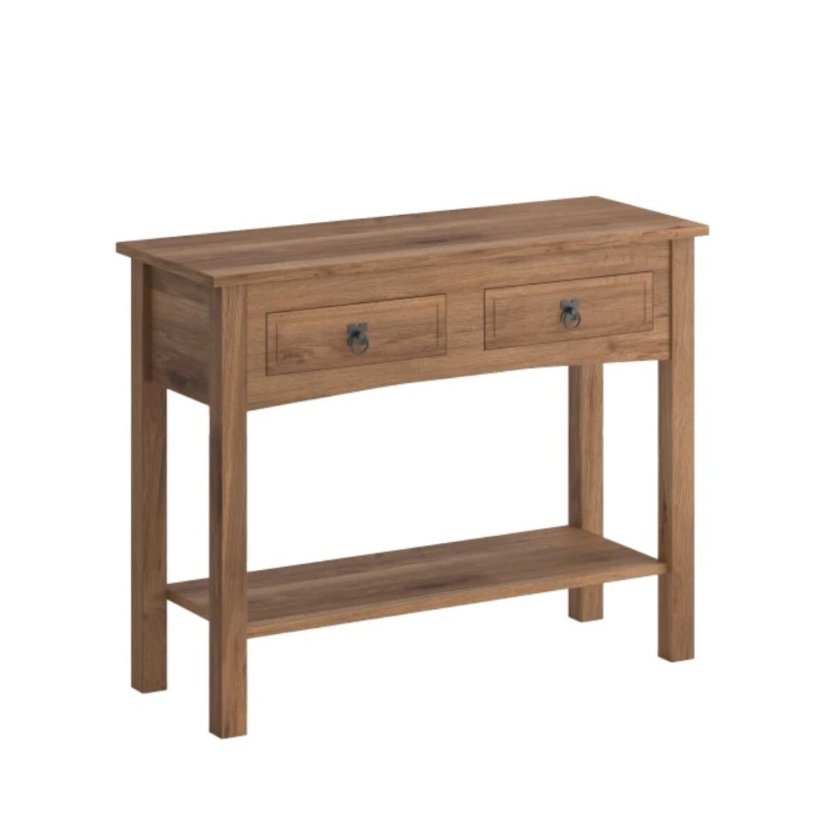 Mesa De Arrime 2 Cajones Consola - Linea Mexicana Nogal 