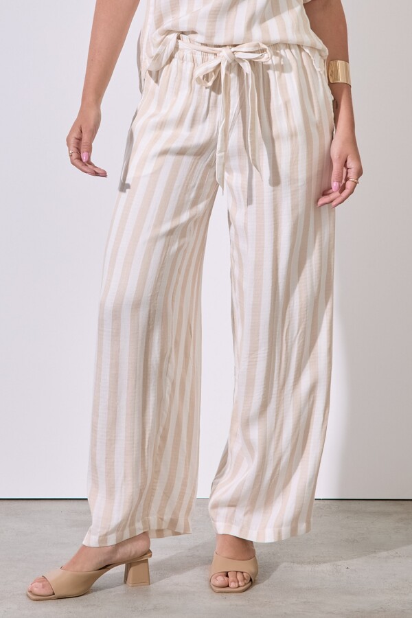 Pantalon Fluido Lineas BEIGE