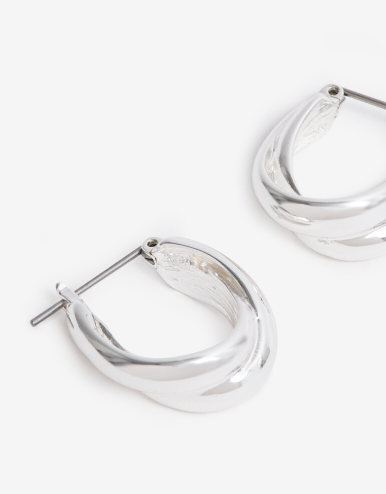 Aros Argollas Metal Argollas De Metal Bañado En Plata - Plateado