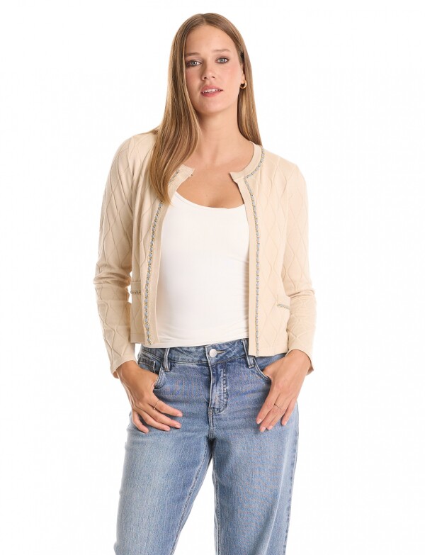 Cardigan Rombos & Cadena BEIGE