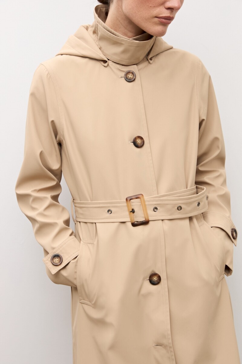 Trench clásico capucha desmontable beige