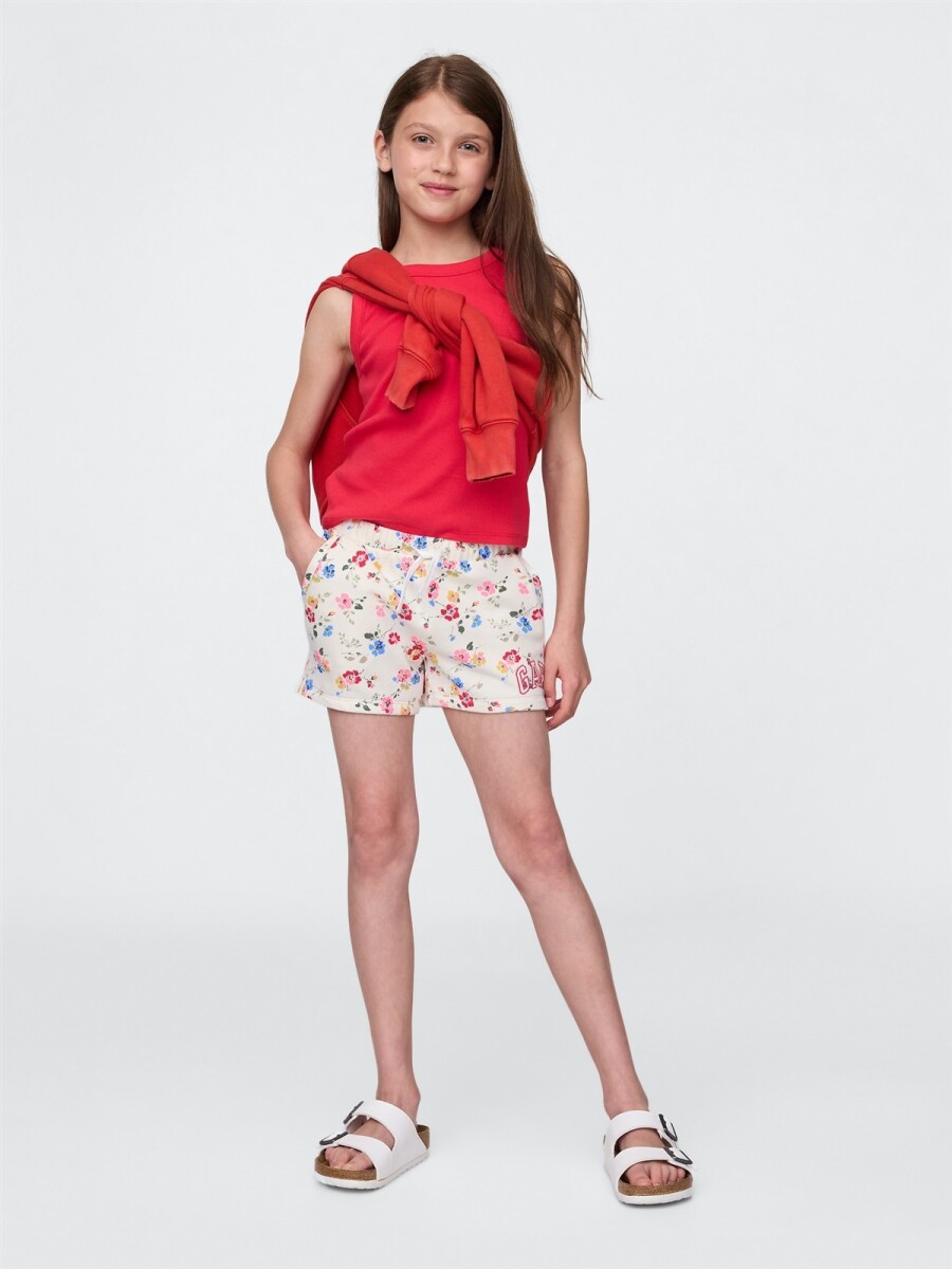 Short Logo Gap Niña - White Floral Print 