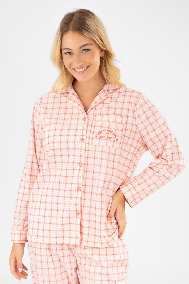 PIJAMA FLANNEL FLEECE PINK TILE ROSADO